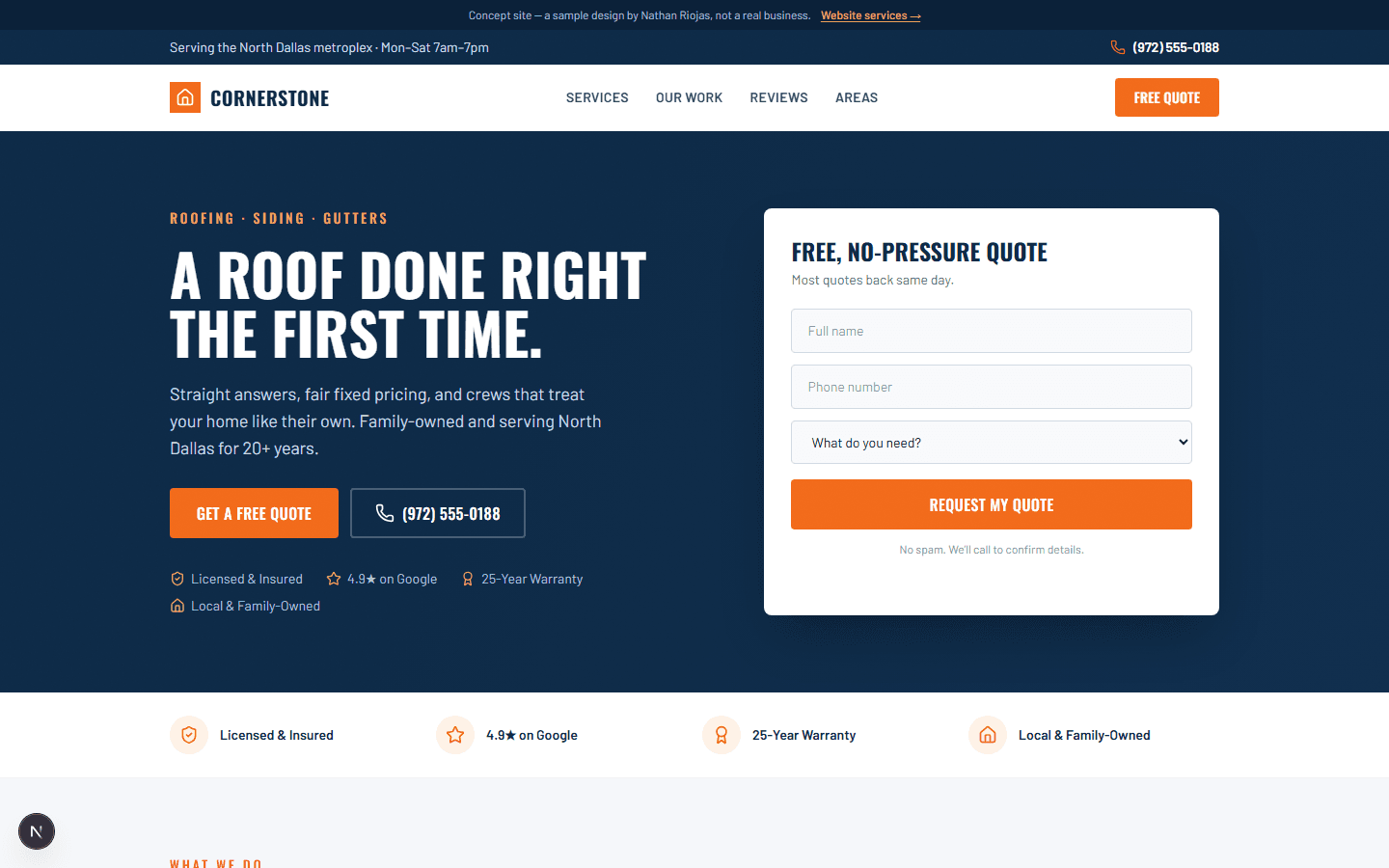 Cornerstone Exteriors — concept site preview