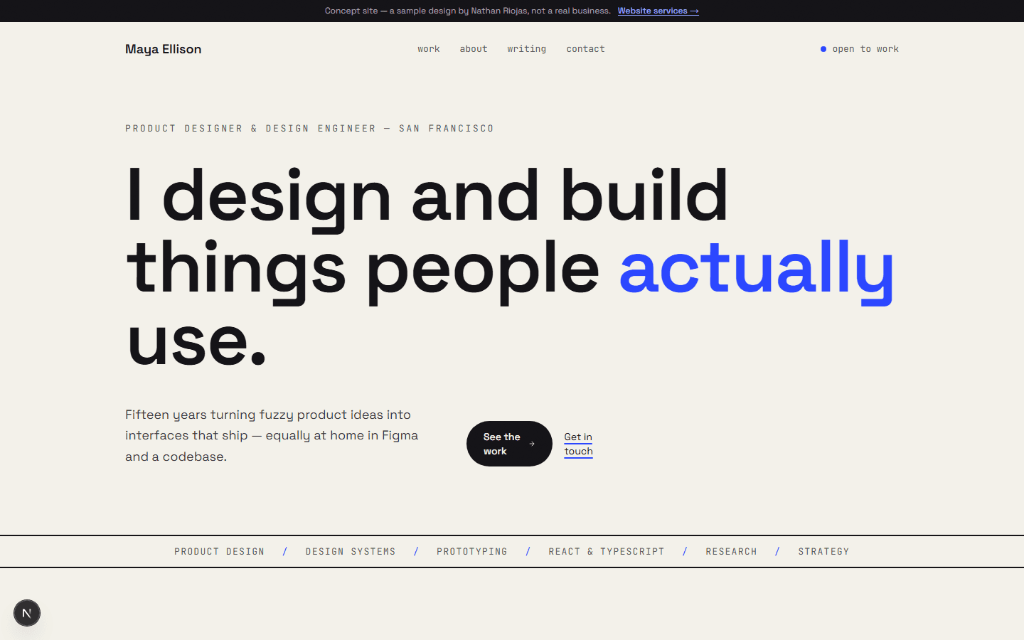 Maya Ellison — concept site preview