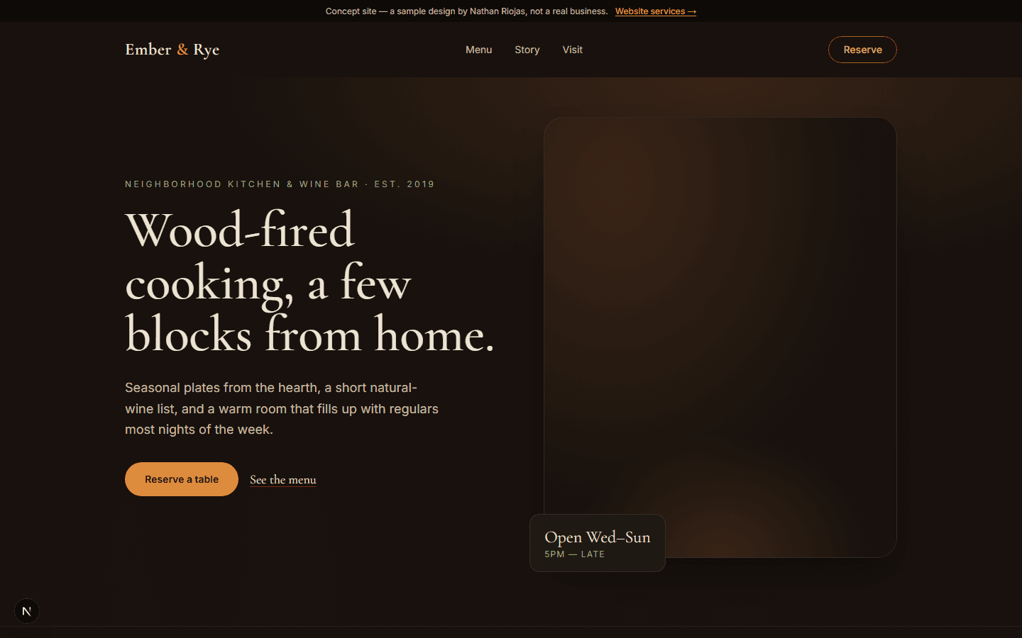 Ember & Rye — concept site preview